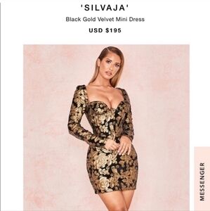 House of Cb Sz L Black gold mini dress